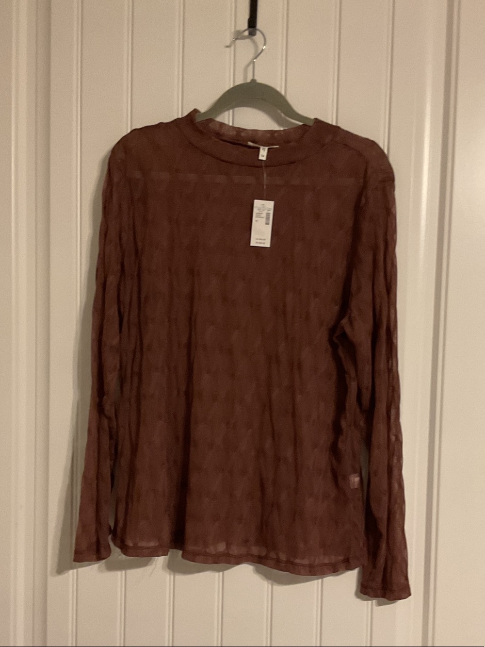 Maurices Textured Sheer Knit Top in Rust